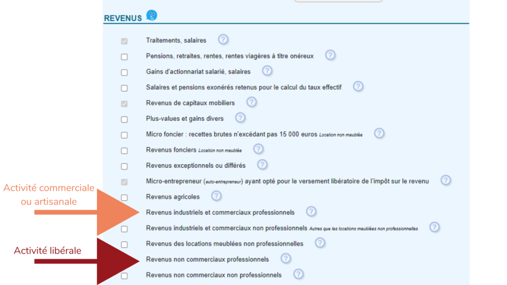 formulaires à choisir pour déclarer son chiffre d'affaires dans la déclaration de revenus